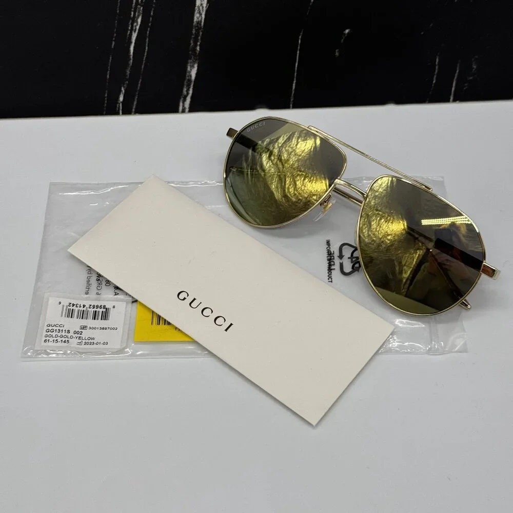 NEW GG1311S 002 AVIATOR UNISEX GOLD SUNGLASSES GUCCI
